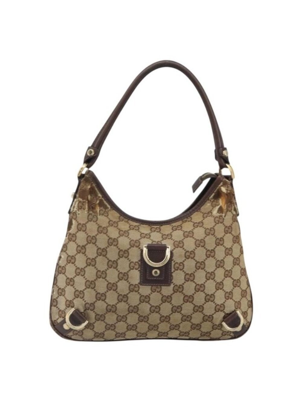 Authentic GUCCI GG Canvas Abbey Shoulder Bag Beige Gold 130738 - Picture 5 of 16